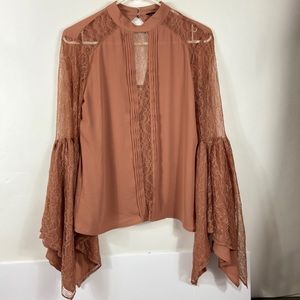Express Lace Blouse Flare Long Sleeves Small